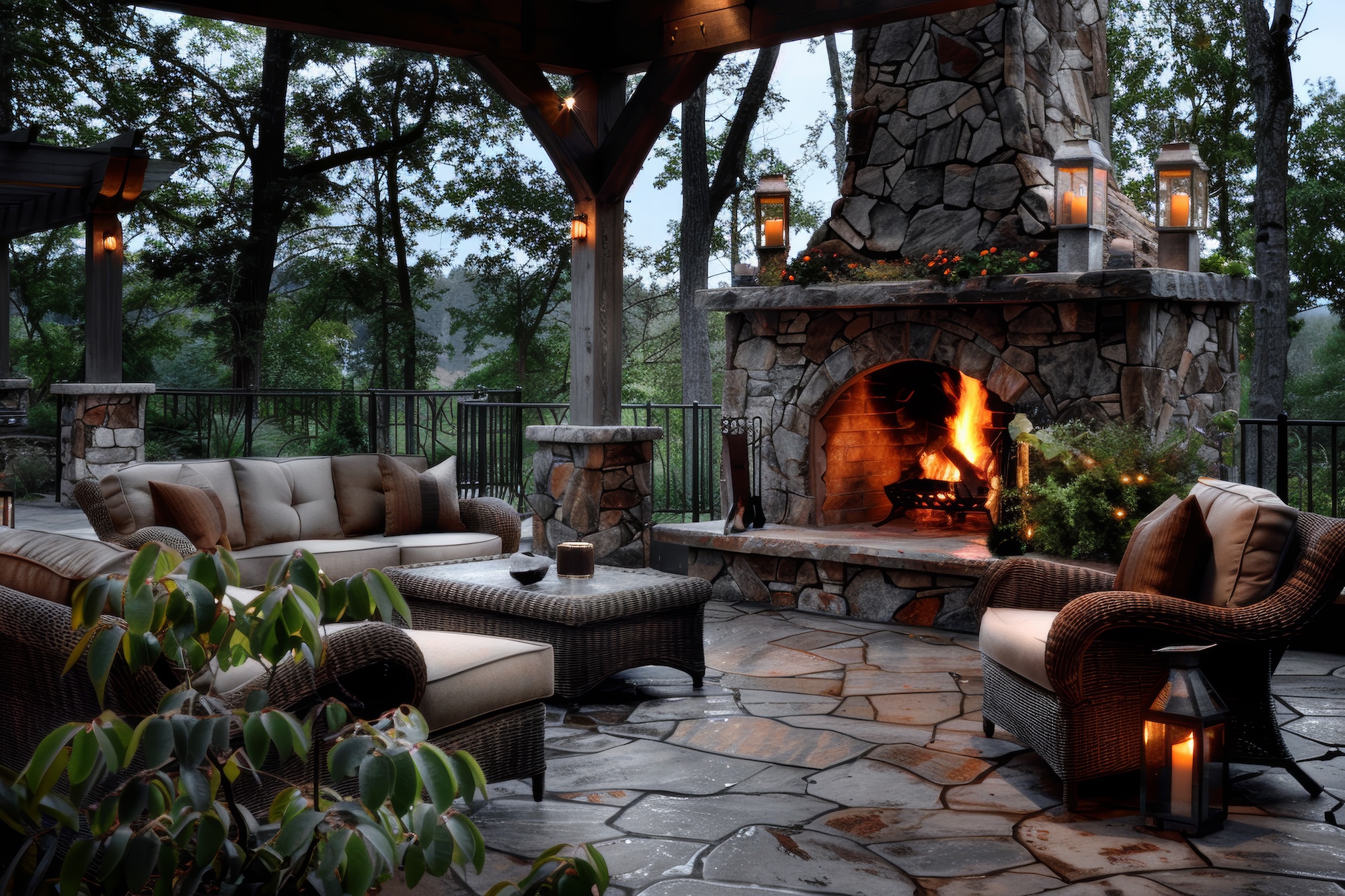 natural stone fireplace hearth