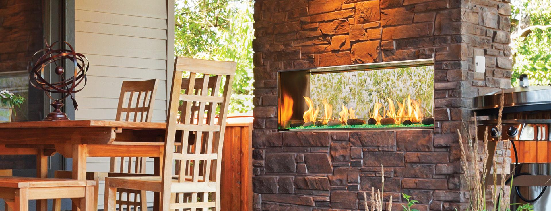 Lanai Double-Sided Outdoor Gas Linear Fireplace